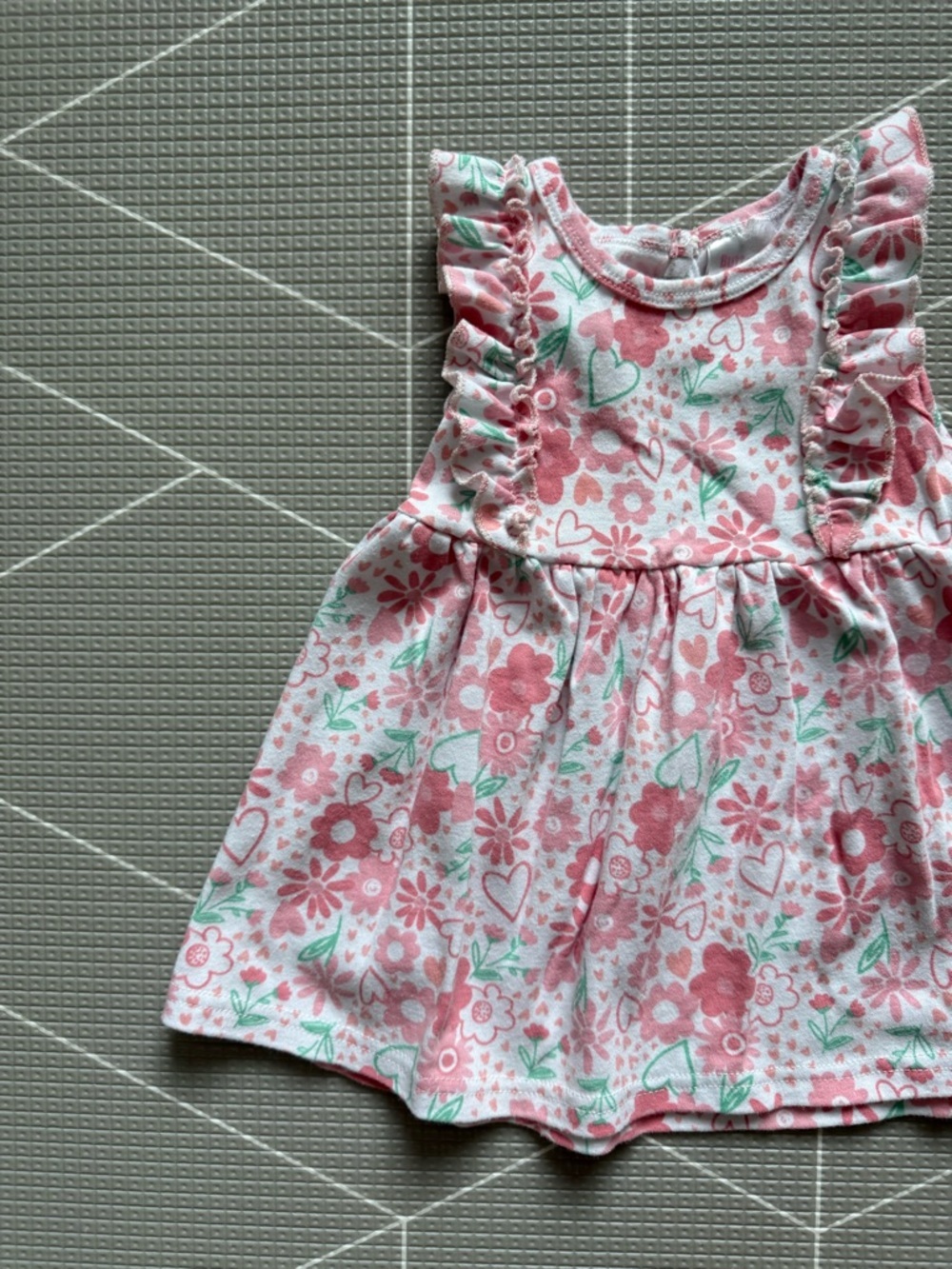 Buttons & Stitches|Baby girl white summer dress,Pink Florals/heart print•••12M